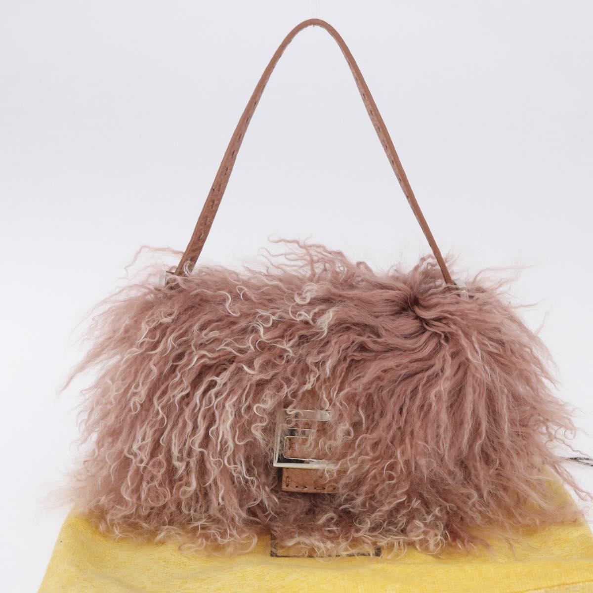 Fendi Selleria Selleria Pink Wool Handbag (Pre-Owned)