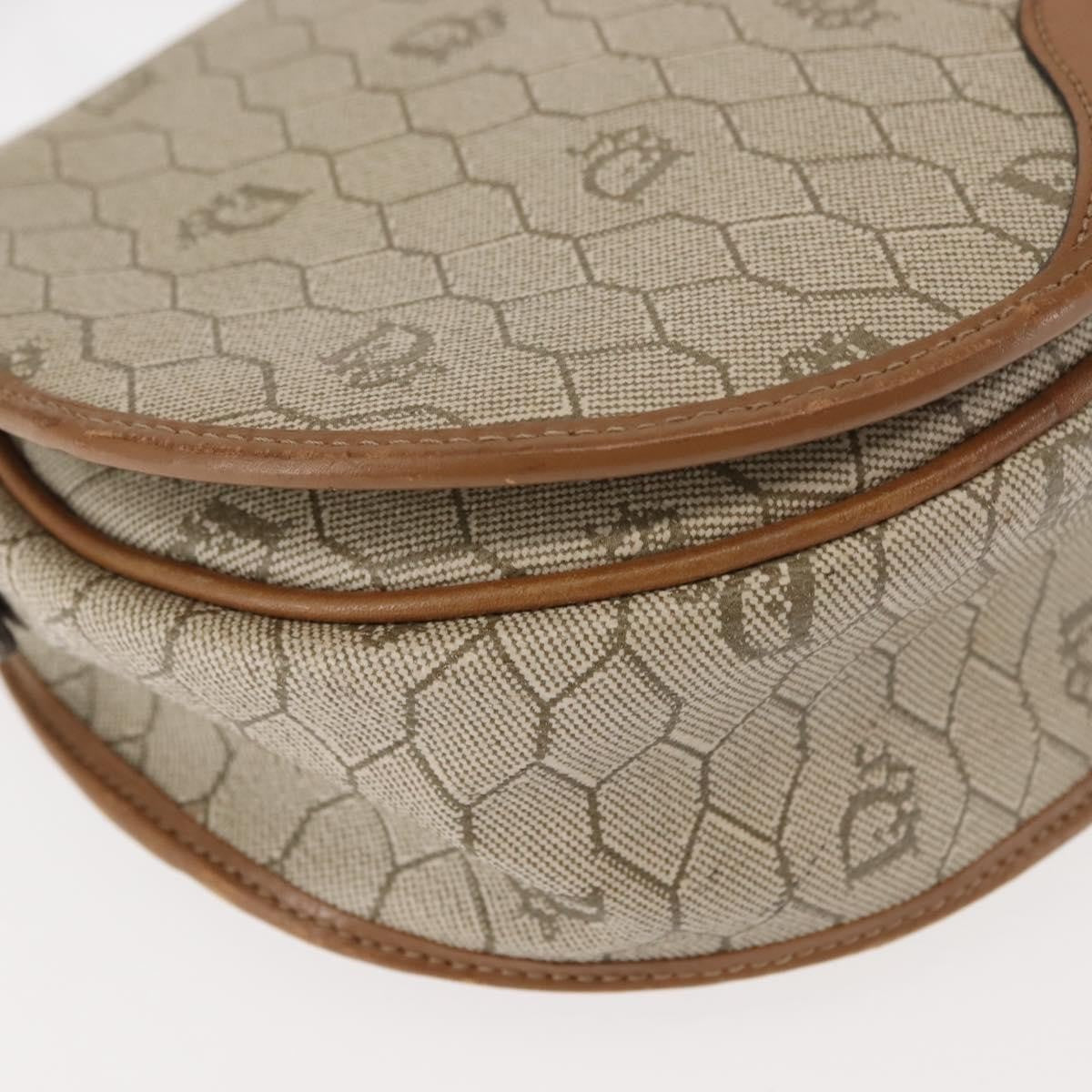 Christian Dior Vintage Honeycomb Flap Coated Canvas Beige Canvas Bag (Pre-Owned)