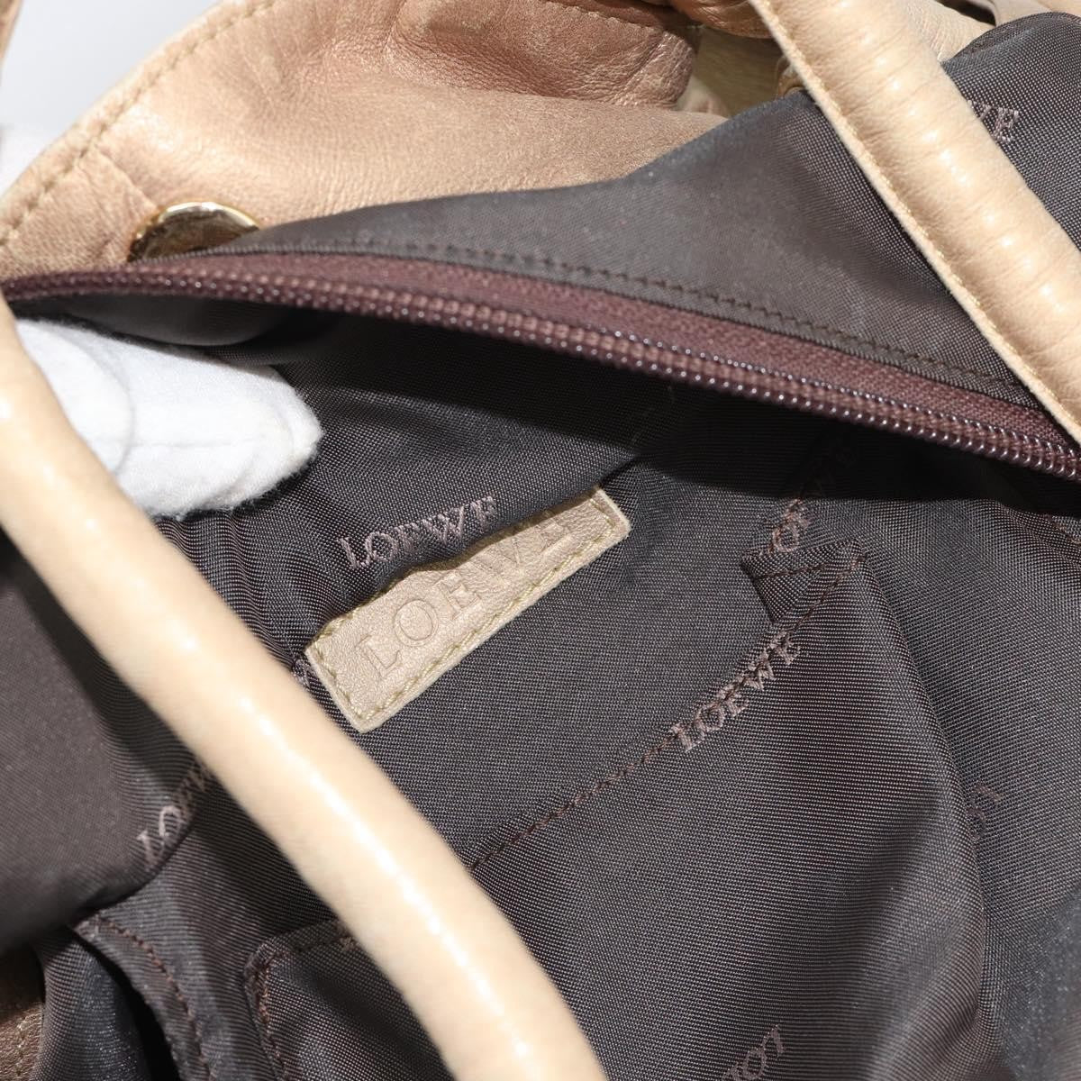 Loewe Anagram Logo Nappa Aire Hand Leather Beige Leather Handbag (Pre-Owned)