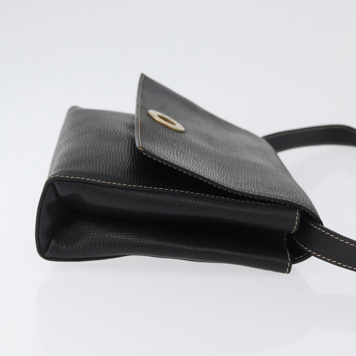 Celine Circle Logo Leather Black Leather Shoulder Bag Bag (Pre-Owned)