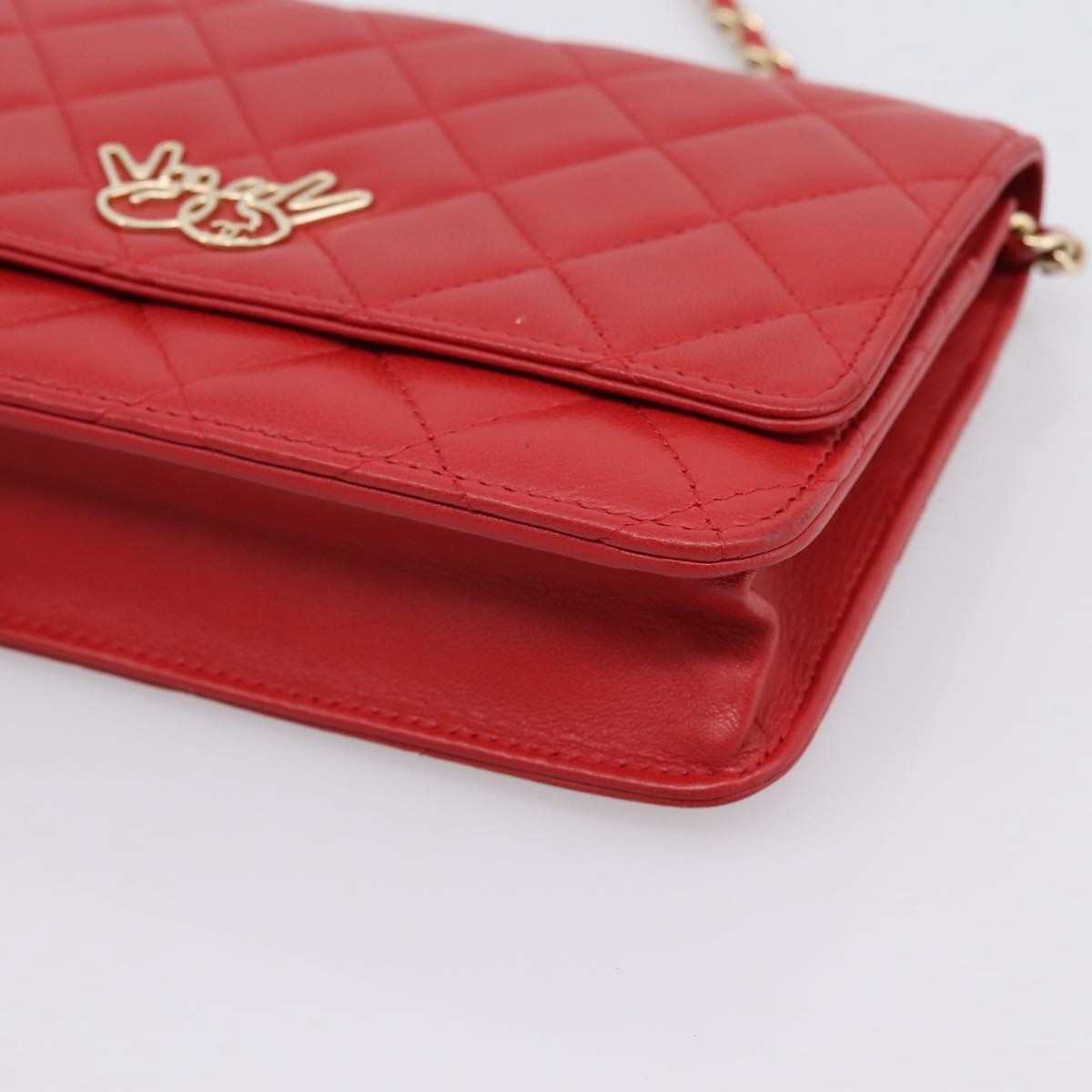 Chanel Wallet On Chain Quilted Lambskin Red Leather Wallets Accessory (Pre-Owned)