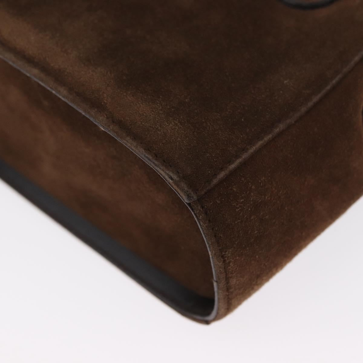 Salvatore Ferragamo Gancini Suede Brown Suede Shoulder Bag Bag (Pre-Owned)
