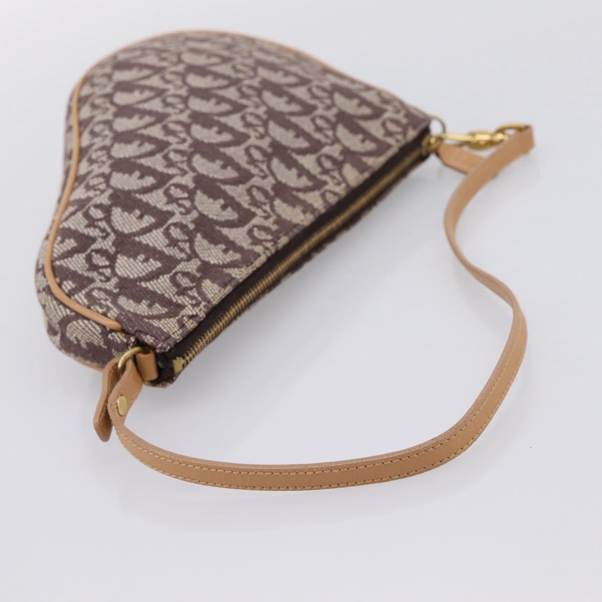 Christian Dior Vintage Saddle Bag Canvas Brown Canvas Clutche & Pouche Bag (Pre-Owned)