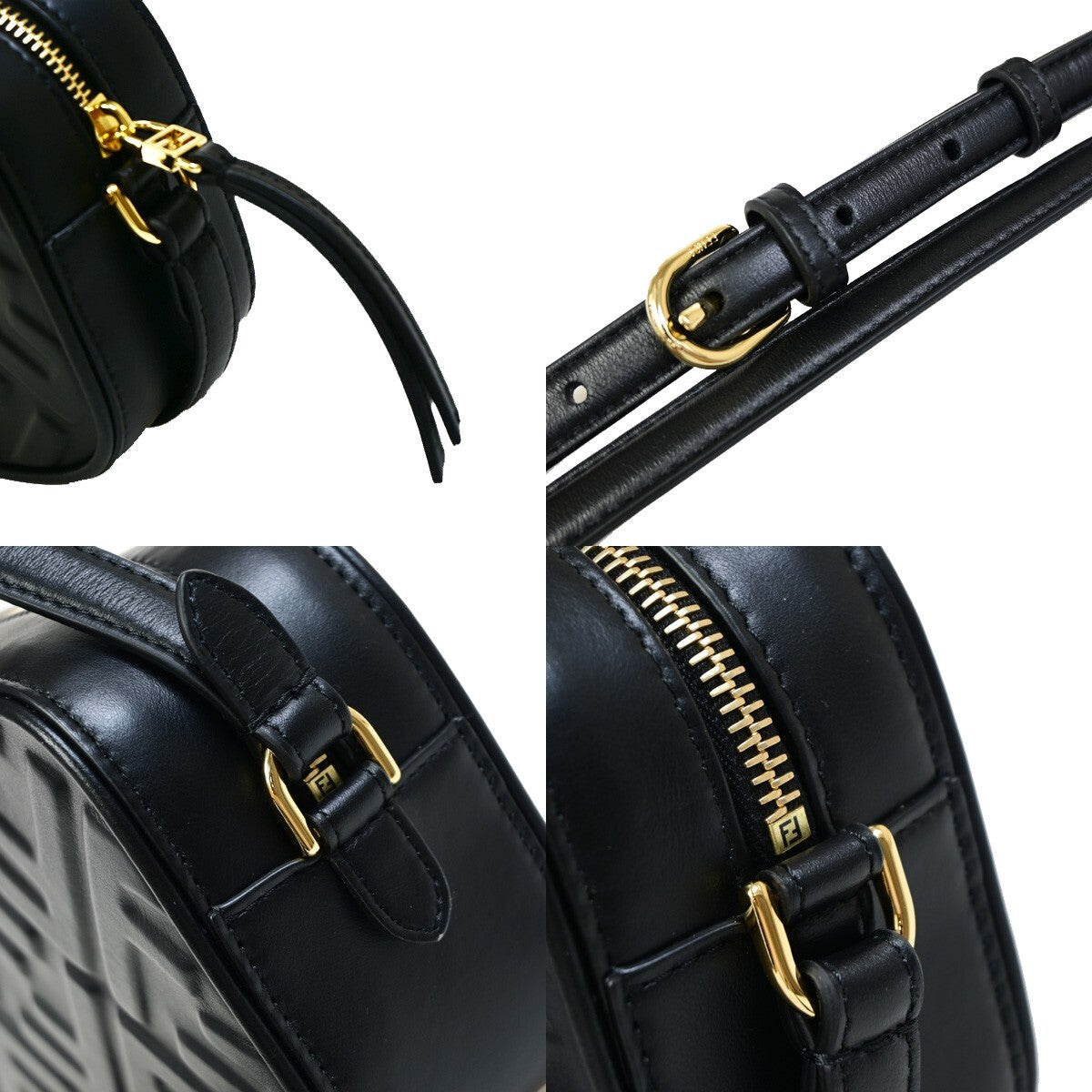 Fendi Camera Zucca Embossed Leather Black Leather Handbag (Pre-Owned)