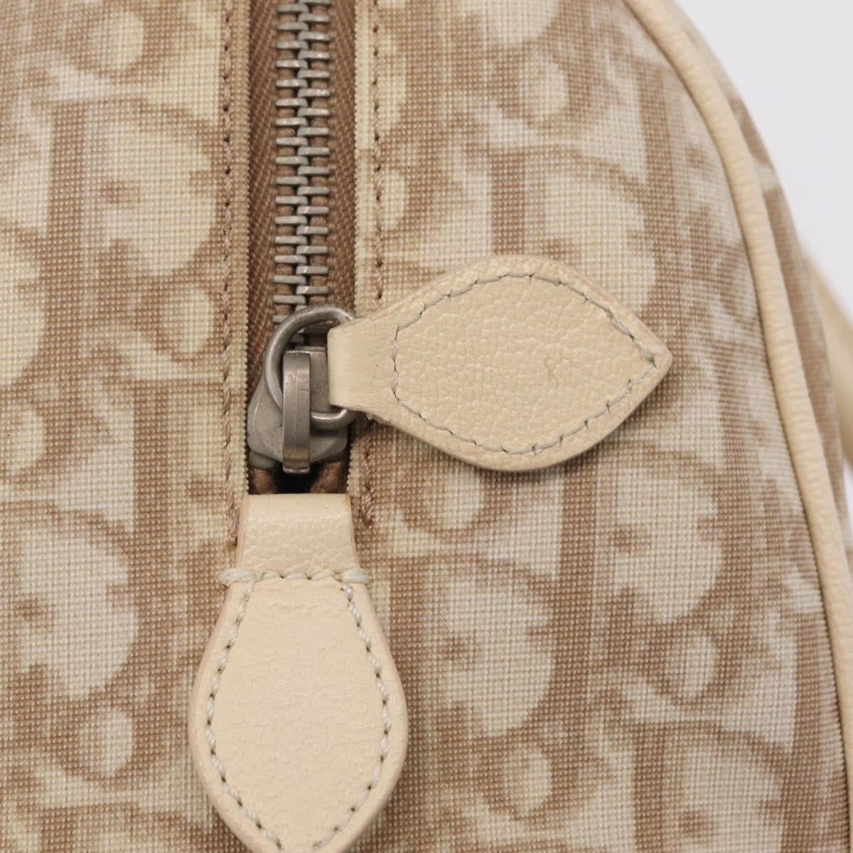 Christian Dior Vintage Boston Diorissimo Canvas Beige Canvas Handbag (Pre-Owned)