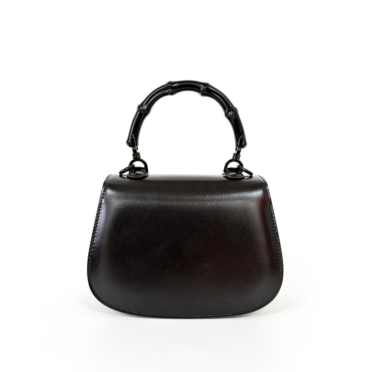 Gucci Bamboo 1947 Top Handle Leather Black Leather Handbag (Pre-Owned)
