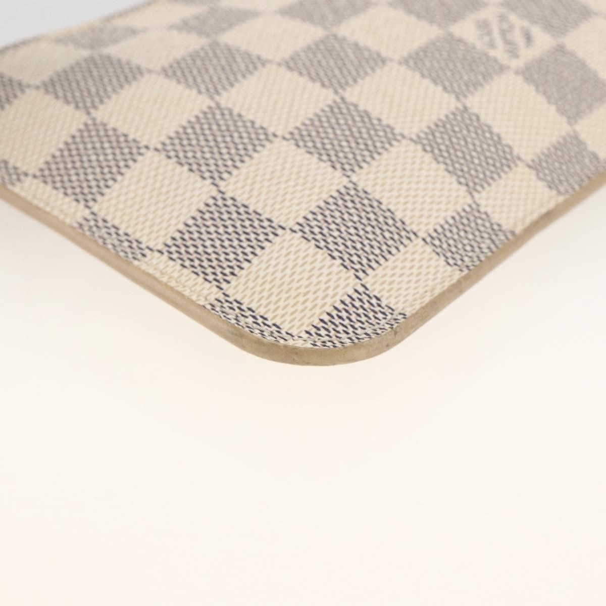 Louis Vuitton Neverfull Pochette Damier Ebene White Canvas Clutche & Pouche Bag (Pre-Owned)
