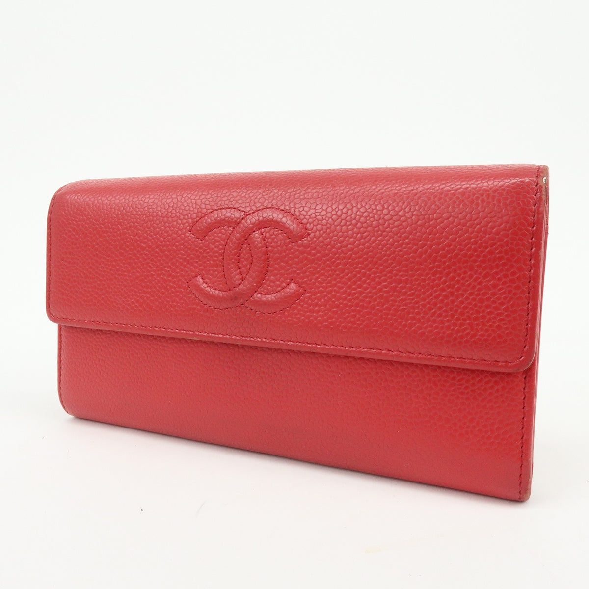 Chanel Timeless Cc Flap Caviar Red Calfskin Wallets Accessory (Pre-Owned)