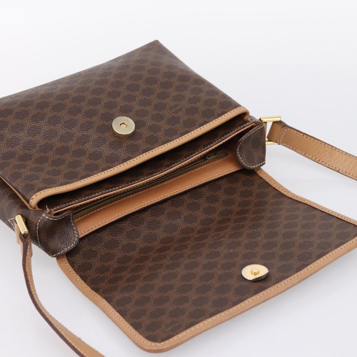 Celine Macadam Leather Brown Canvas Shoulder Bag Bag (Pre-Owned)