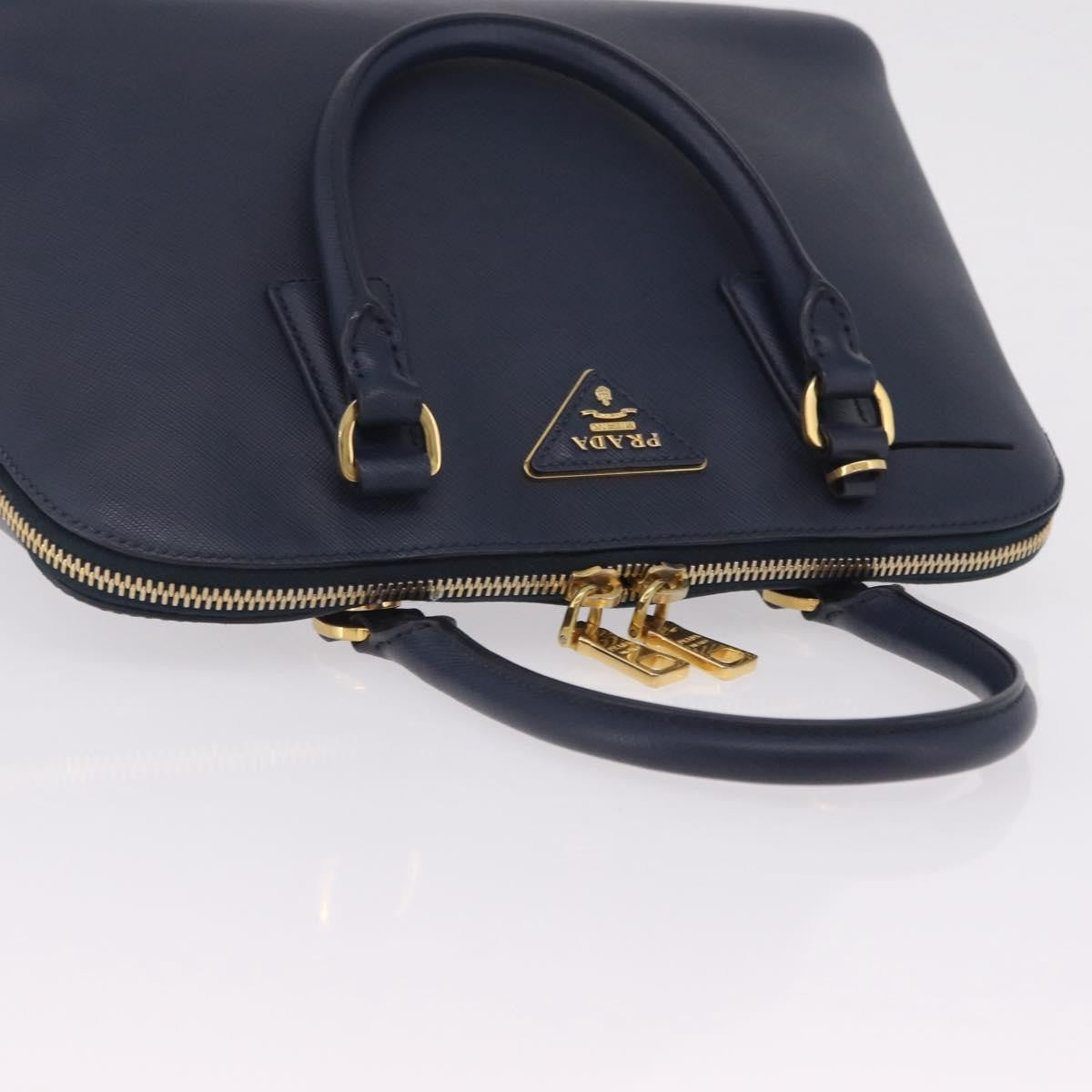 Prada Promenade Saffiano Leather Navy Leather Handbag (Pre-Owned)