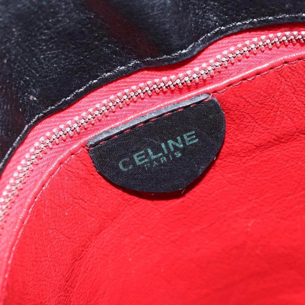 Celine Circle Logo Leather Black Leather Handbag (Pre-Owned)