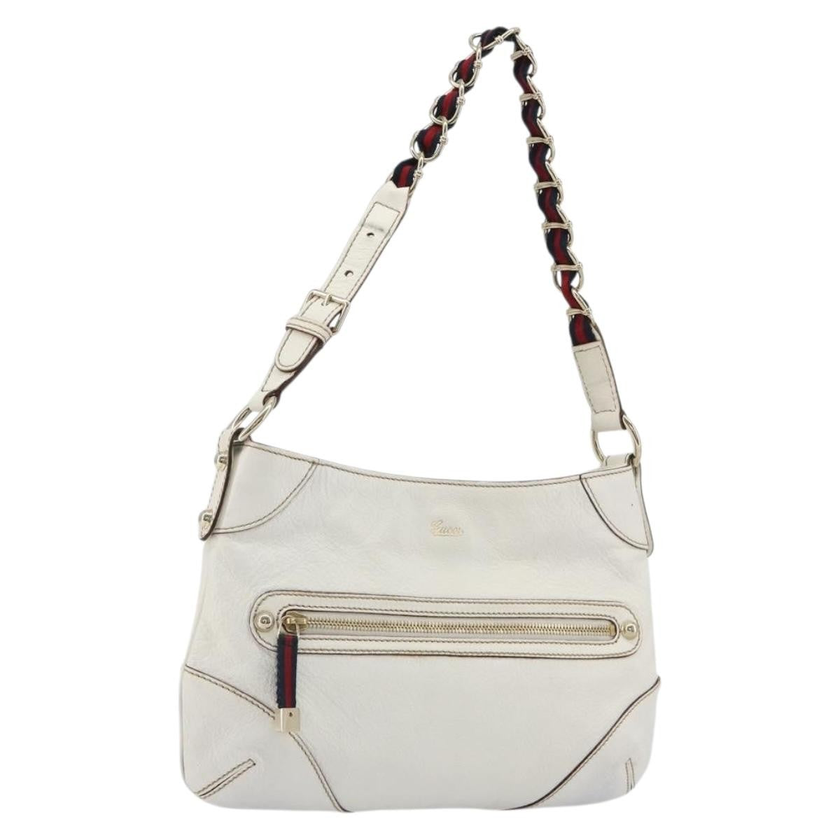 Gucci Sherry Line Chain Leather White Leather Tote Bag Bag (Pre-Owned)