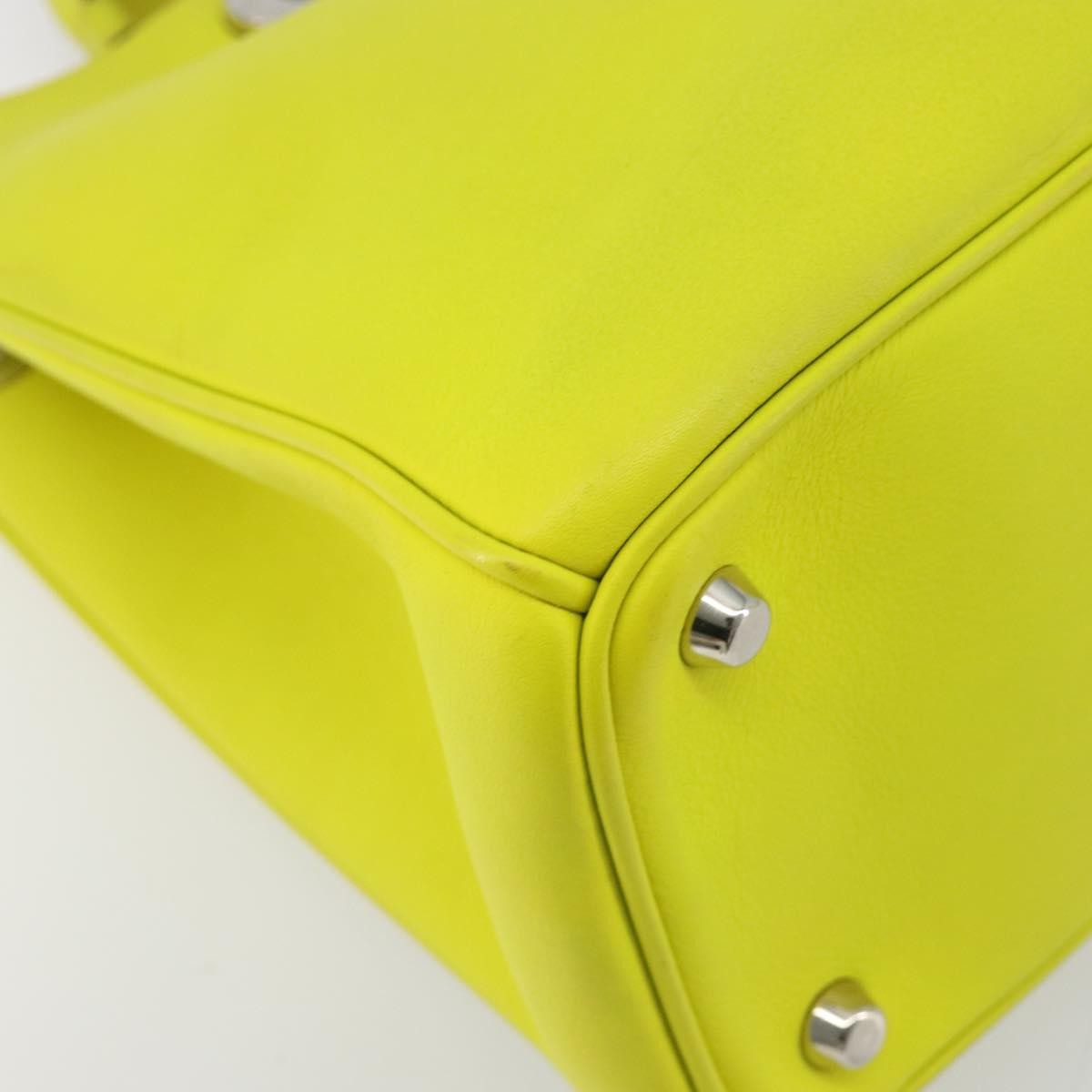 Christian Dior Diorissimo Tote Smooth Calfskin Yellow Leather Handbag (Pre-Owned)