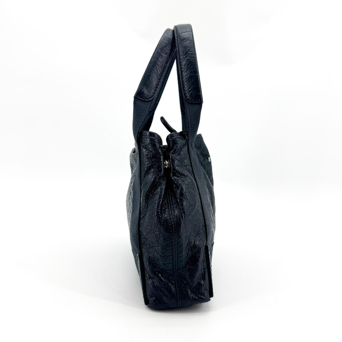 Balenciaga Navy Cabas Leather Black Leather Tote Bag Bag (Pre-Owned)