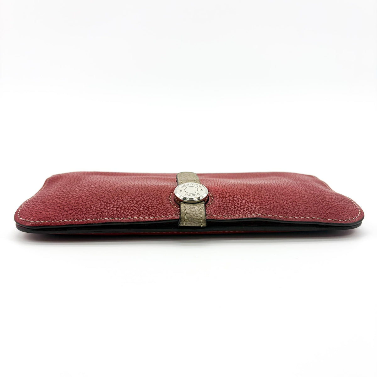 Hermes Bicolor Dogon Duo Combined Leather Red Leather Wallets Accessory (Pre-Owned)
