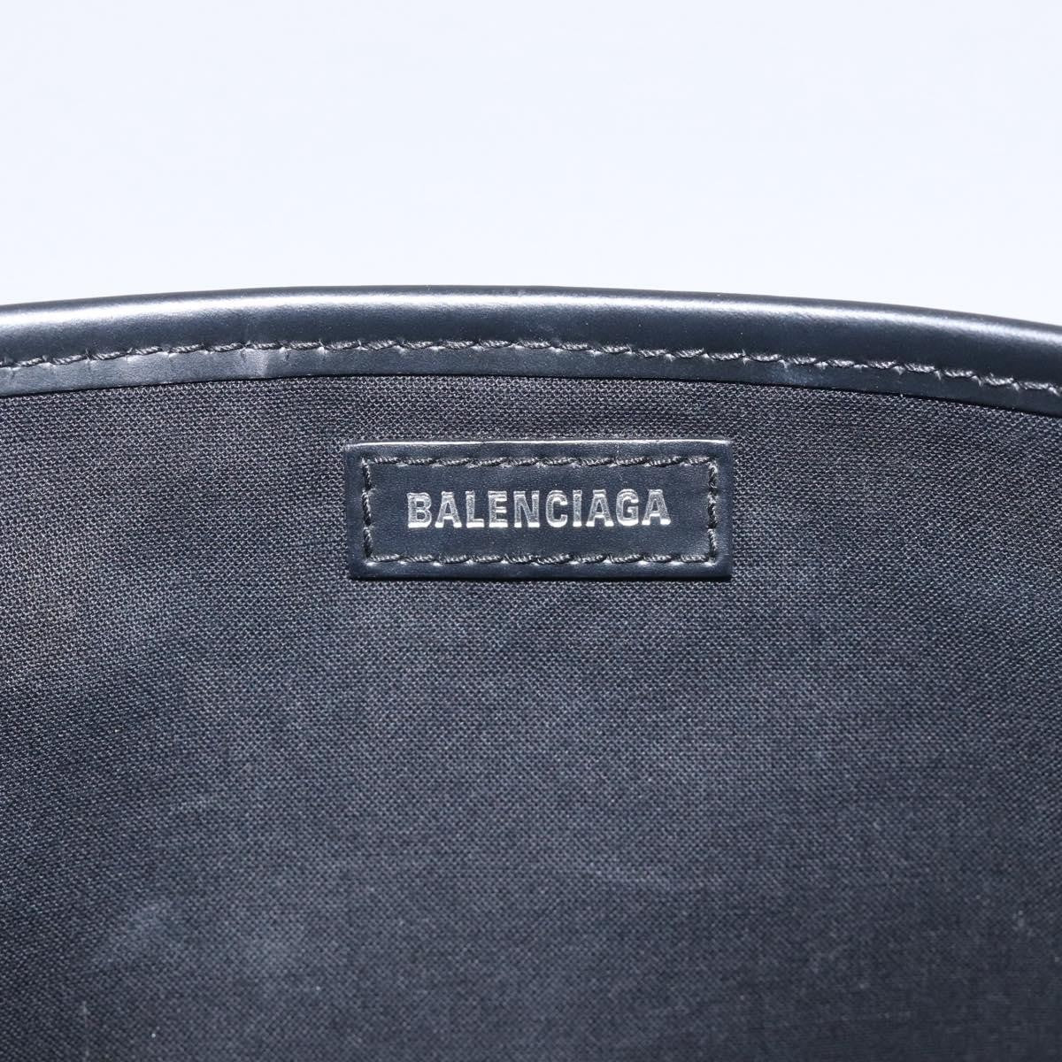 Balenciaga Navy Cabas Canvas With Leather White Canvas Tote Bag Bag (Pre-Owned)