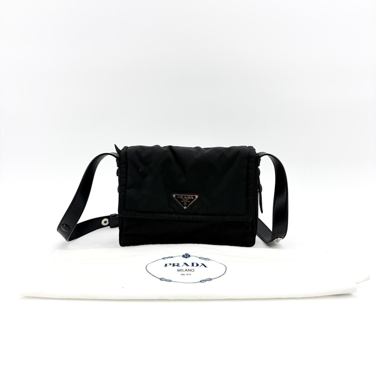 Prada Padded Flap Re-Nylon Black Nylon Shoulder Bag Bag (Pre-Owned)
