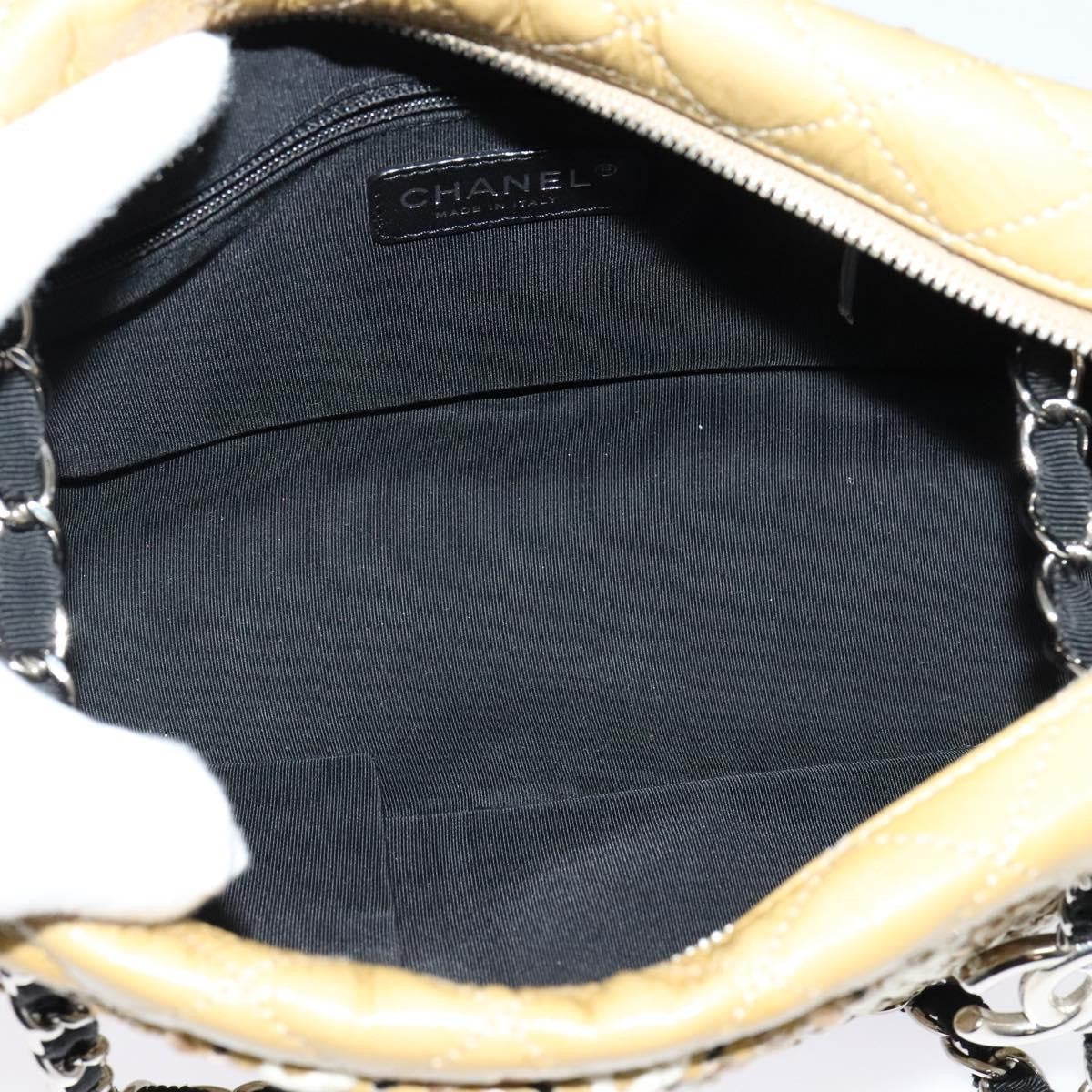 Chanel Camera Case Woven Stitch Patent Beige Glass Shoulder Bag Bag (Pre-Owned)
