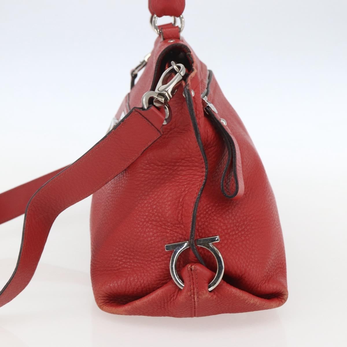 Salvatore Ferragamo Sofia Satchel Grainy Leather Red Leather Handbag (Pre-Owned)