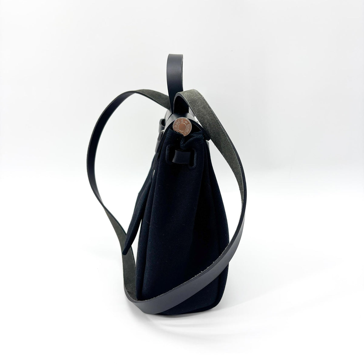 Hermes Herbag Zip Leather And Toile Black Canvas Handbag (Pre-Owned)