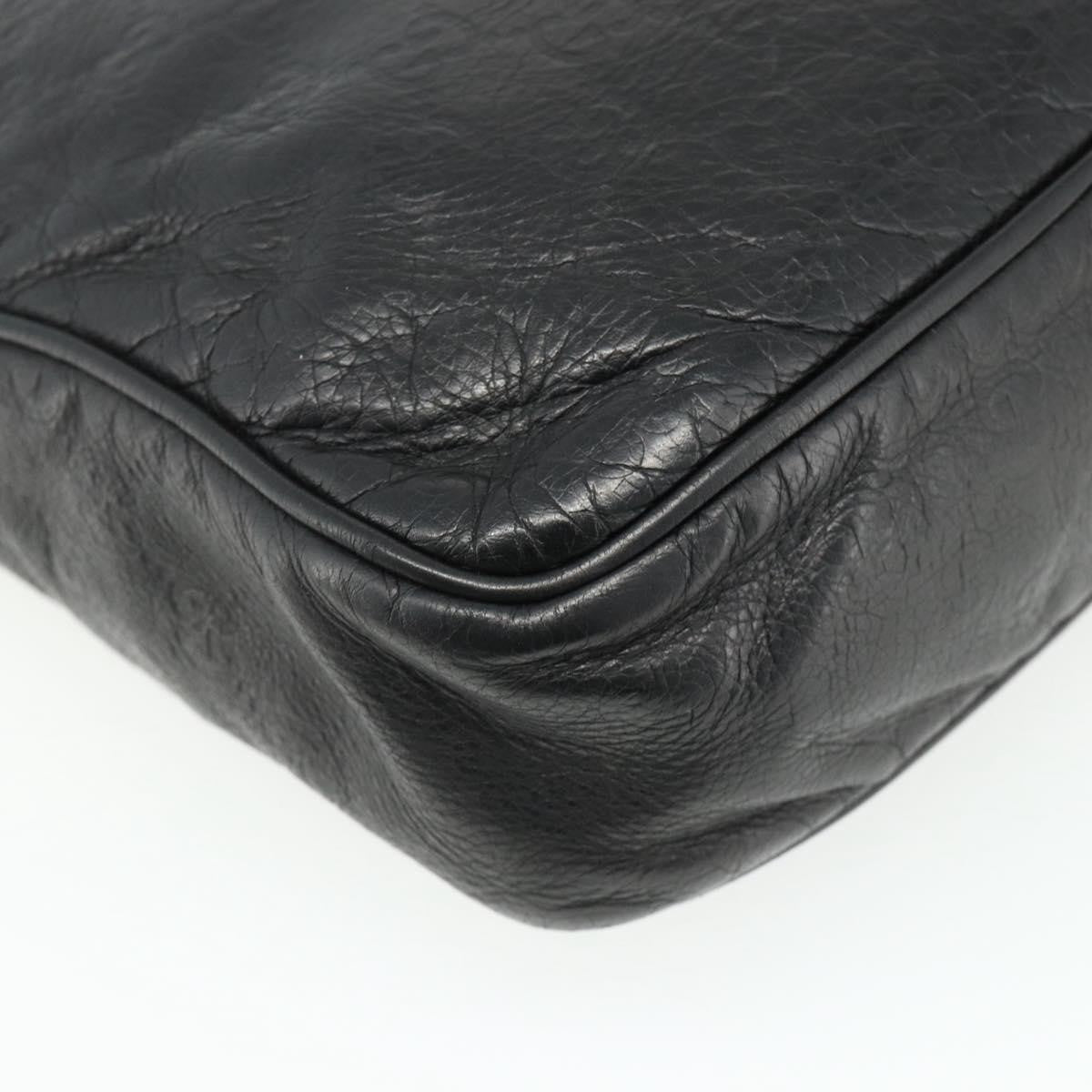 Gucci Front Zip Messenger Guccissima Leather Black Leather Shoulder Bag Bag (Pre-Owned)
