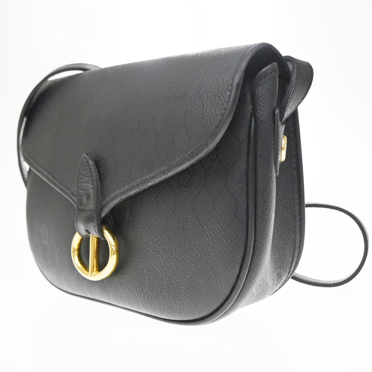 Christian Dior Vintage Honeycomb Flap Coated Canvas Black Canvas Shoulder Bag Bag (Pre-Owned)