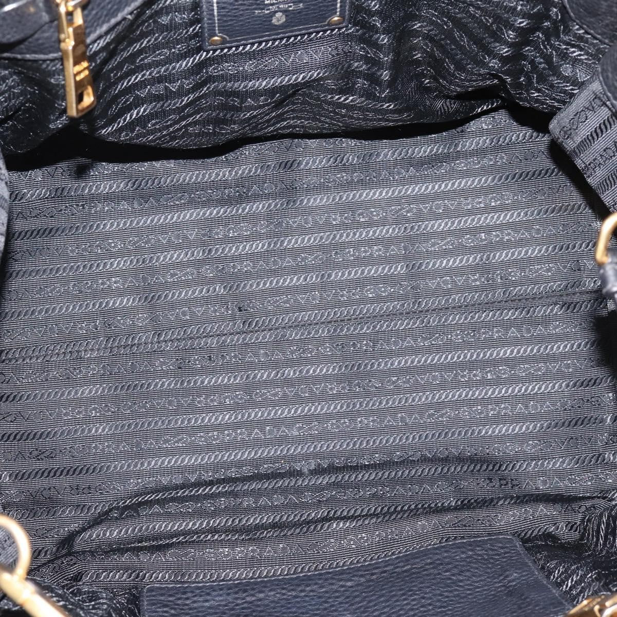 Prada Front Pocket Convertible Vitello Daino Black Leather Tote Bag Bag (Pre-Owned)