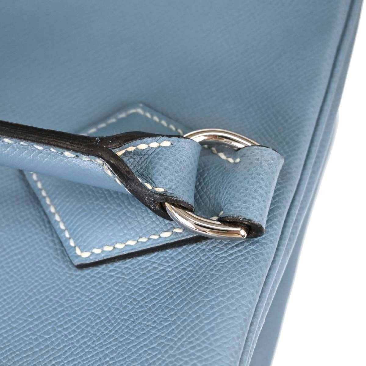 Hermes Plume Epsom Blue Leather Handbag (Pre-Owned)