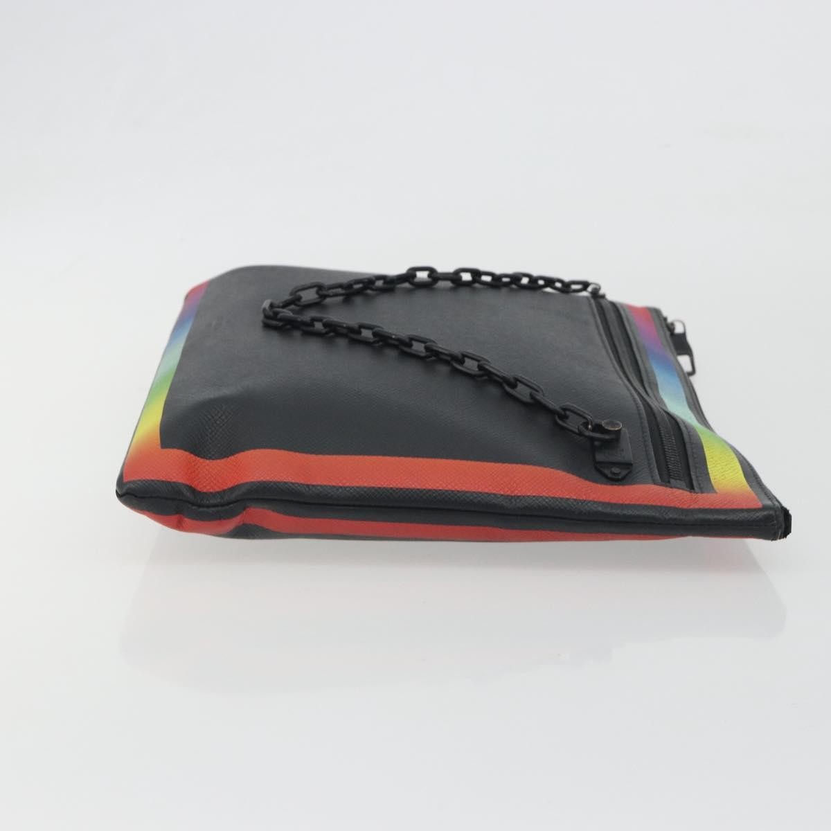 Louis Vuitton Pochette A4 Rainbow Taiga Leather Black Leather Clutche & Pouche Bag (Pre-Owned)