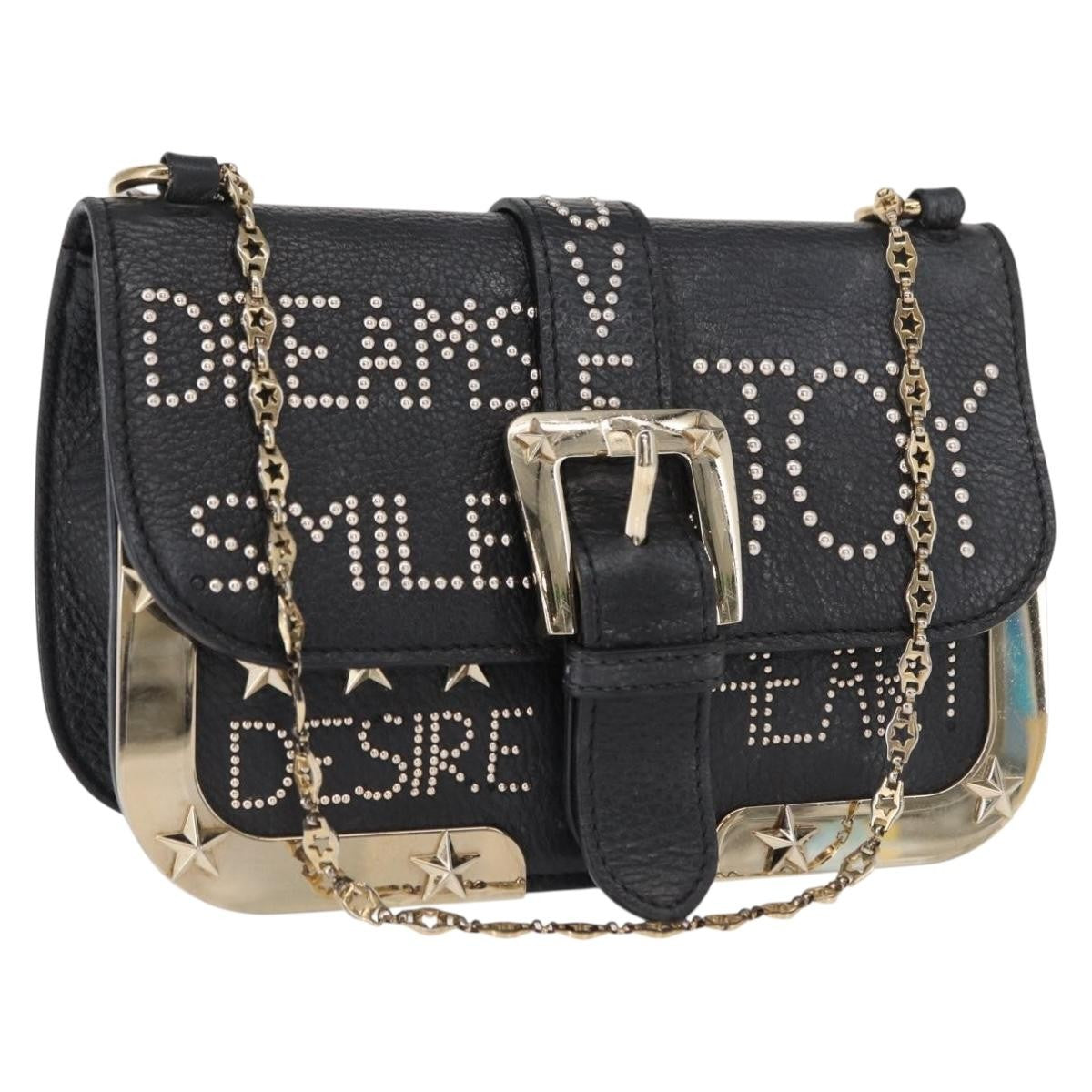 Valentino Garavani Chain Flap Leather Black Leather Shoulder Bag Bag (Pre-Owned)