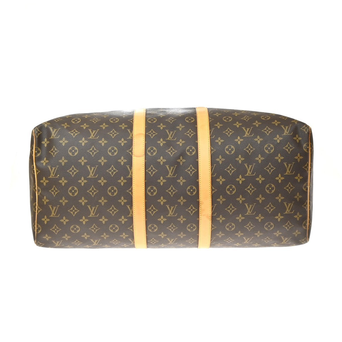Louis Vuitton Keepall Monogram Canvas Brown Leather Travel Bag Bag (Pre-Owned)