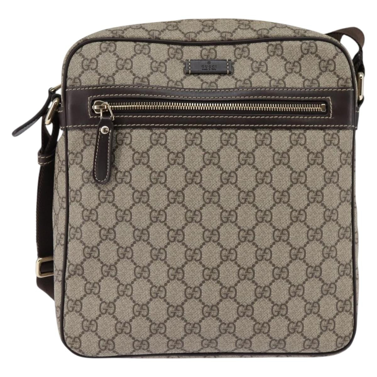 Gucci Front Zip Messenger Gg Coated Canvas Beige Canvas Crossbody Bag Bag (Pre-Owned)