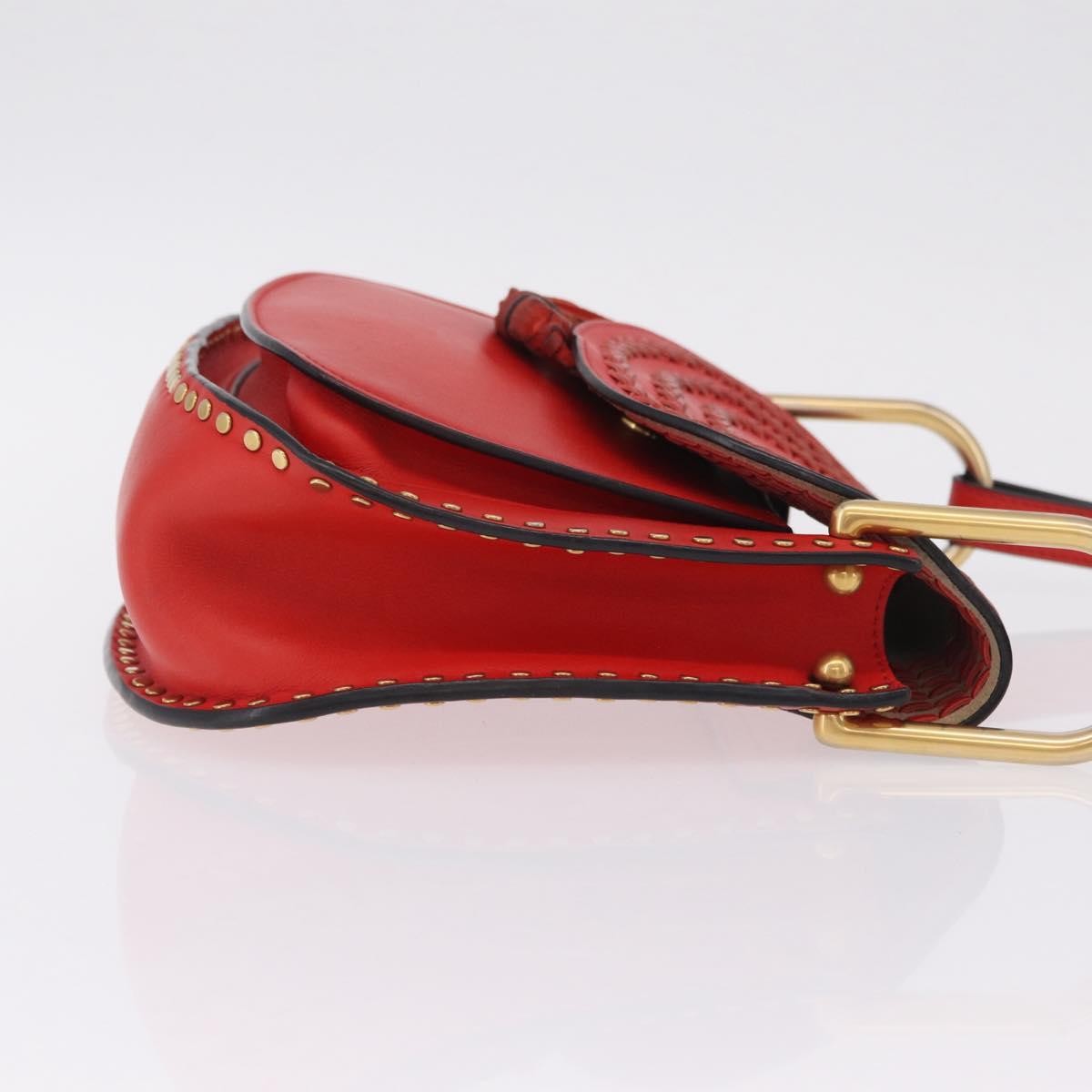 Chloe Hudson Whipstitch Leather Red Leather Handbag (Pre-Owned)