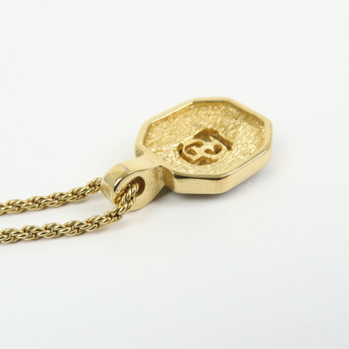 Christian Dior Vintage Cd Pendant Metal With Crystals Gold Gold_Plated Necklace Jewelry (Pre-Owned)