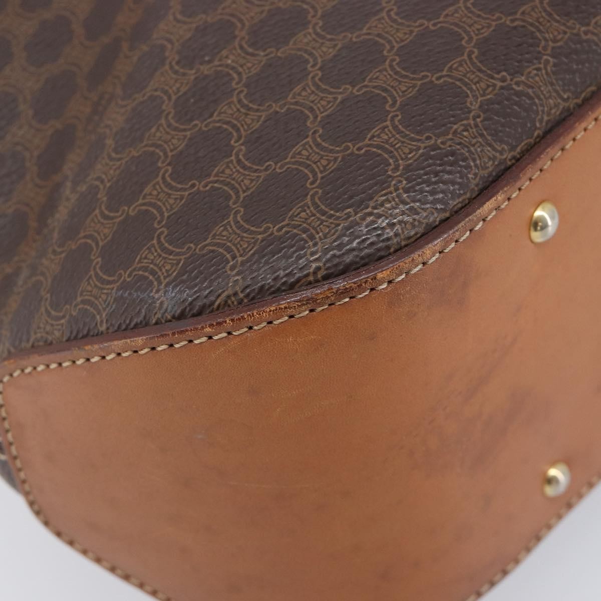 Celine Macadam Shoulder Leather Brown Canvas Crossbody Bag Bag (Pre-Owned)