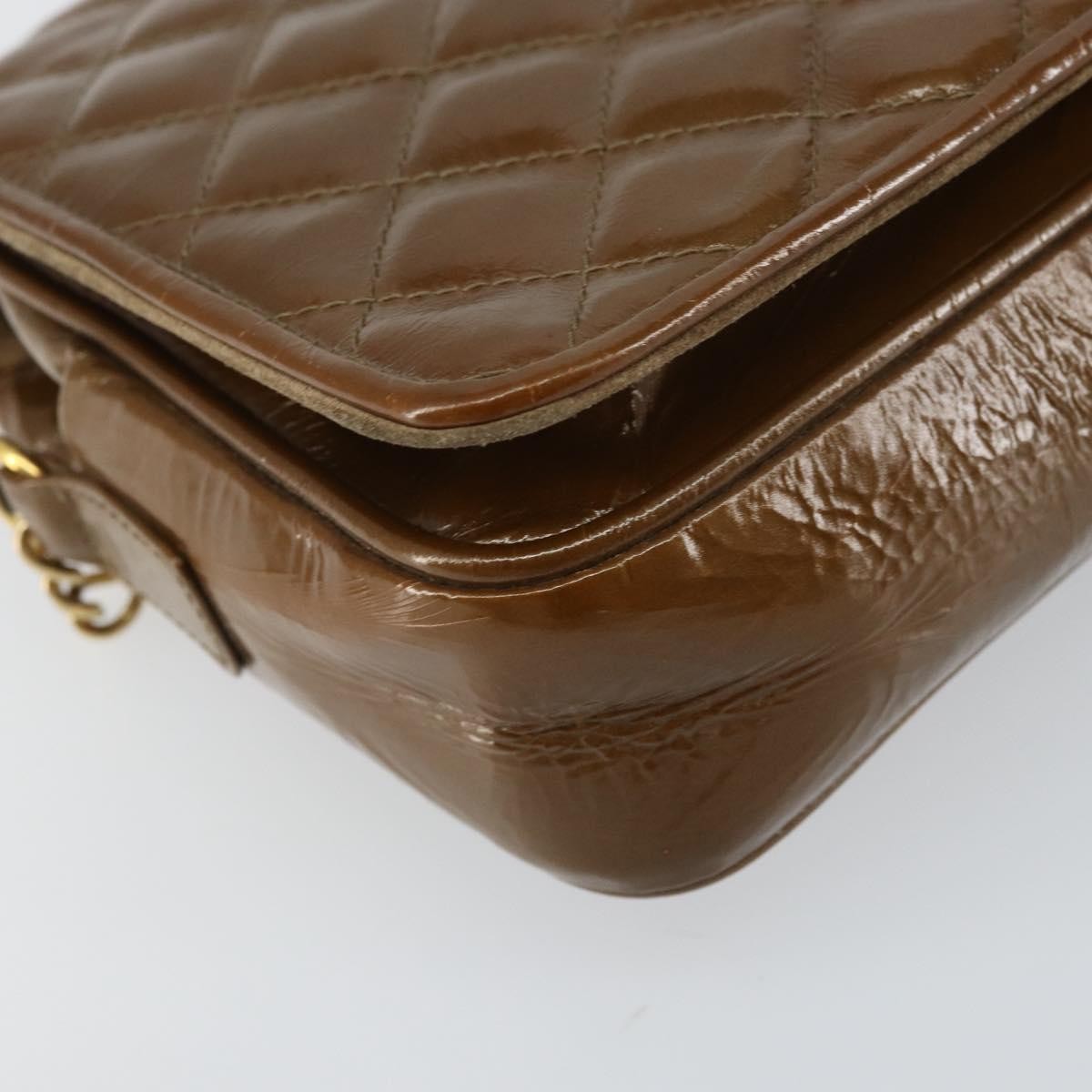 Bally Vintage Chain Quilted Patent Leather Brown Patent_Leather Shoulder Bag Bag (Pre-Owned)