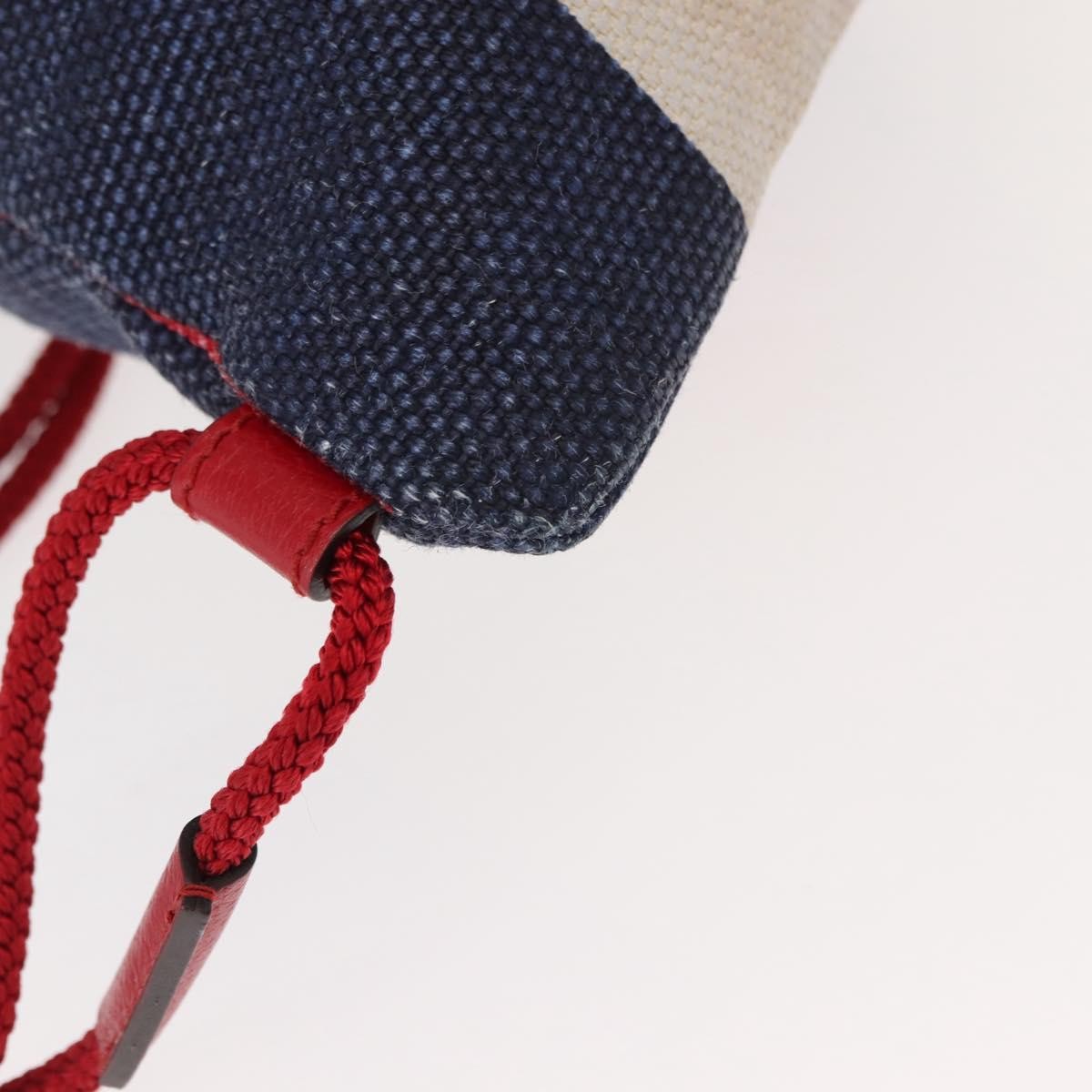 Gucci Logo Drawstring Striped Canvas Blue Canvas Backpack Bag (Pre-Owned)
