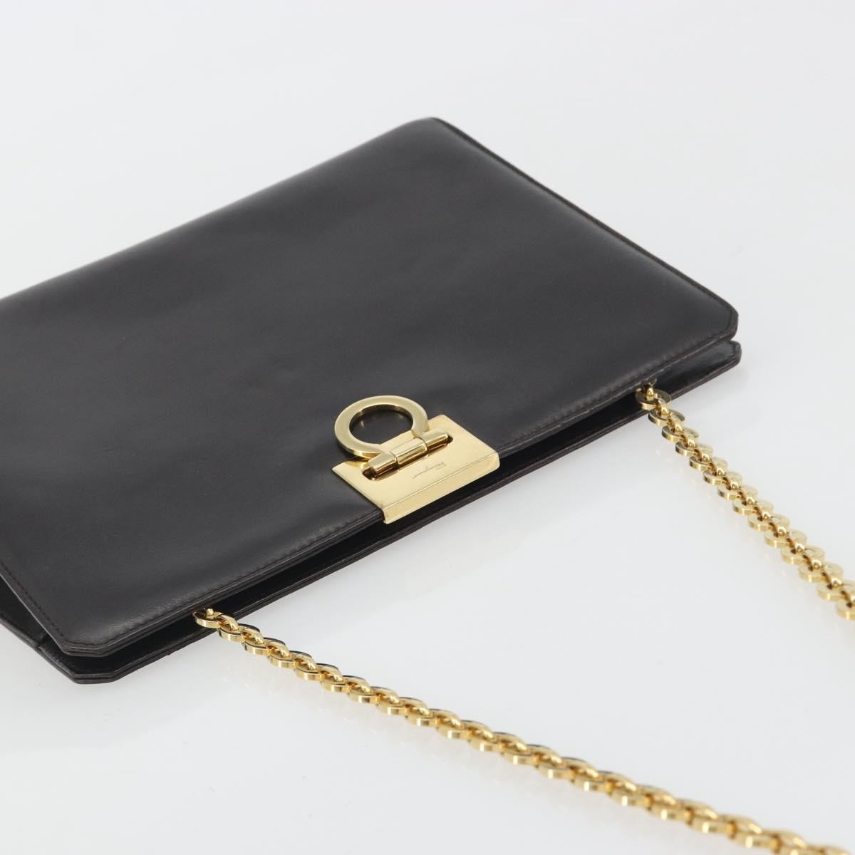 Salvatore Ferragamo Vintage Gancini Chain Leather Brown Leather Shoulder Bag Bag (Pre-Owned)