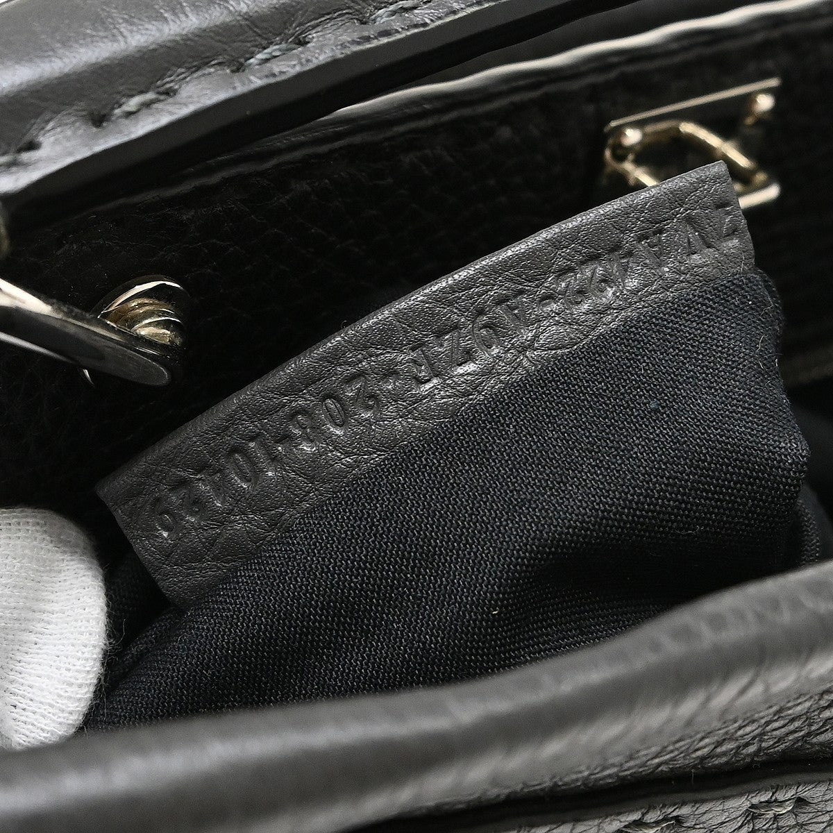 Fendi Peekaboo Fit Leather With Zucca Embossed Leather Black Leather Handbag (Pre-Owned)