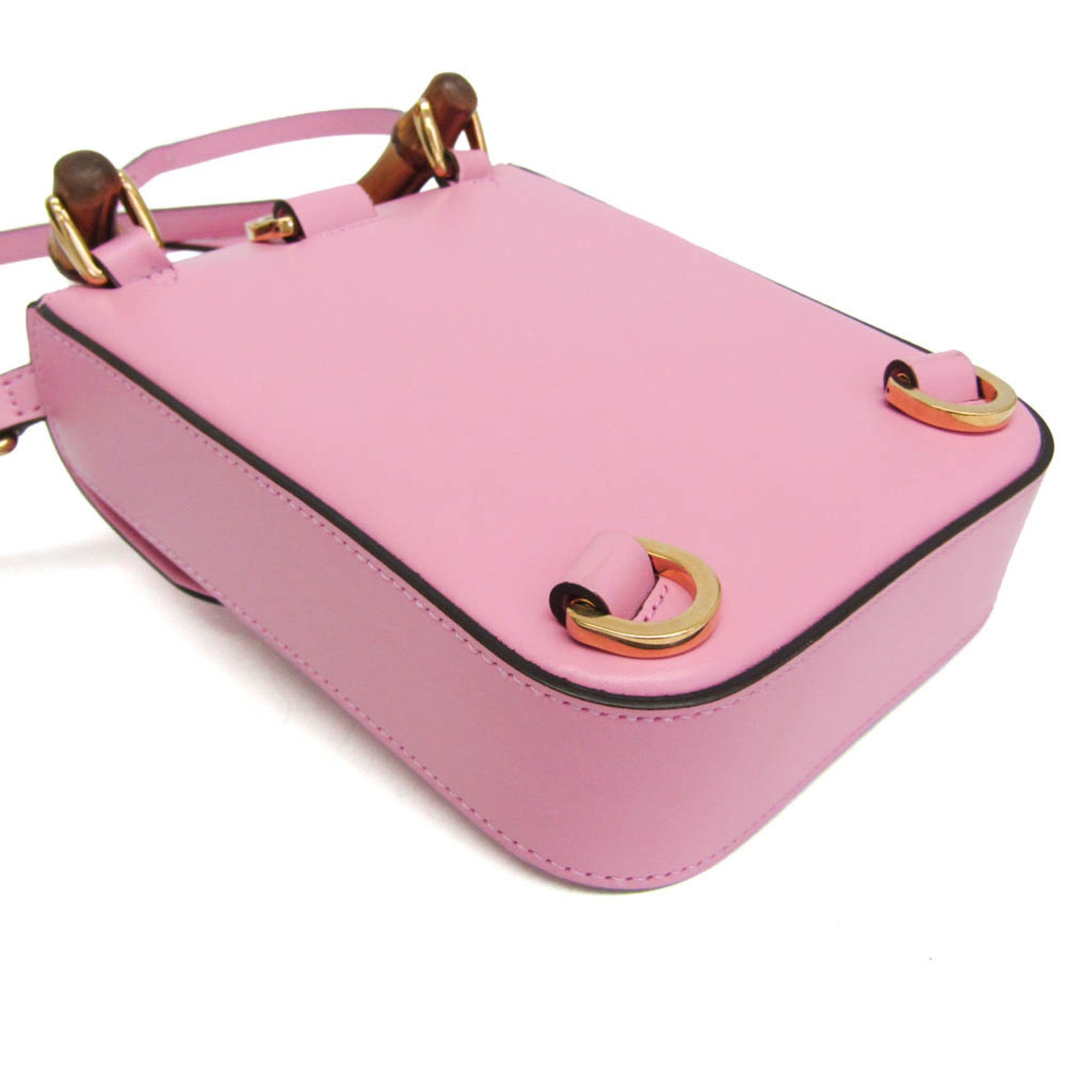 Gucci Bamboo Top Handle Backpack Leather Pink Leather Backpack Bag (Pre-Owned)