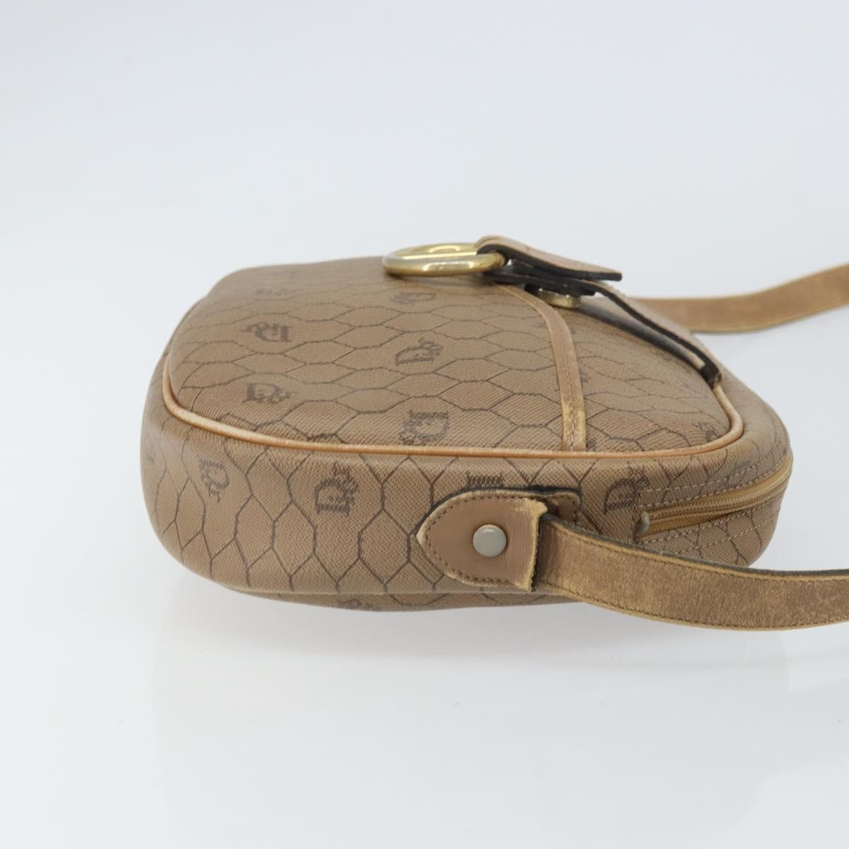 Christian Dior Vintage Honeycomb Canvas And Leather Beige Canvas Shoulder Bag Bag (Pre-Owned)