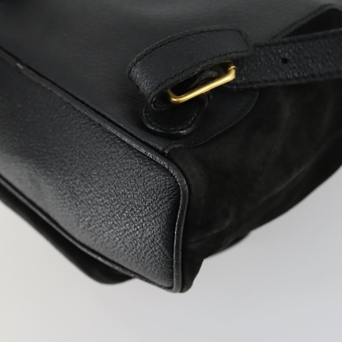 Gucci Vintage Bamboo Suede Black Leather Backpack Bag (Pre-Owned)