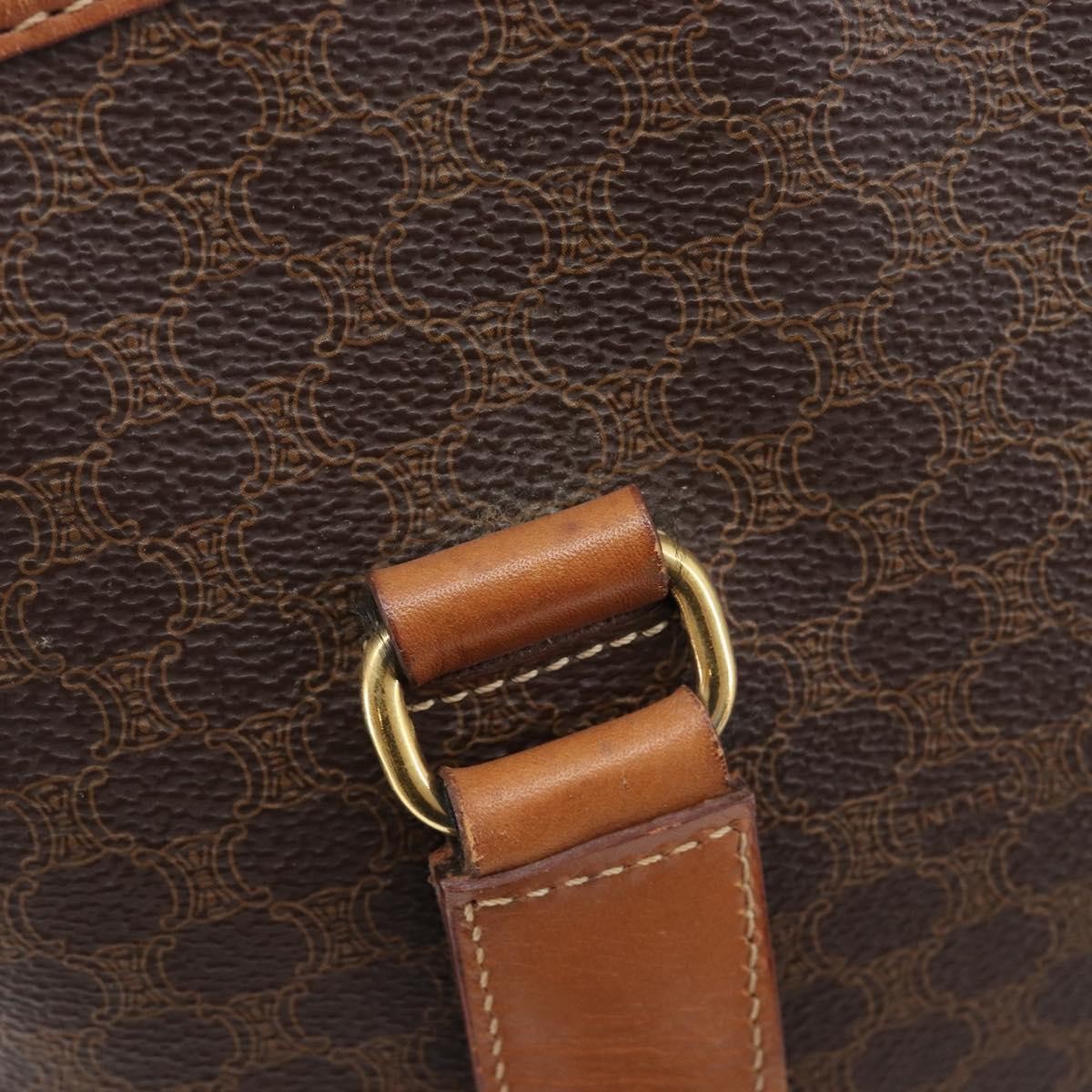 Celine Macadam Shoulder Leather Brown Canvas Crossbody Bag Bag (Pre-Owned)