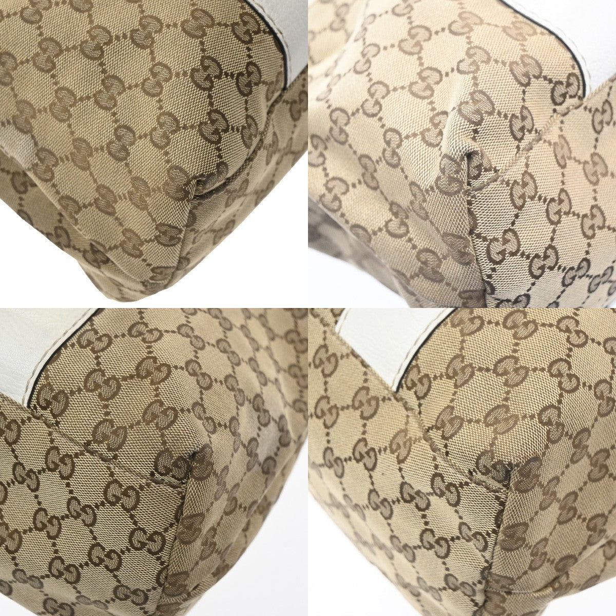 Gucci Bamboo Bar Gg Canvas Beige Canvas Tote Bag Bag (Pre-Owned)