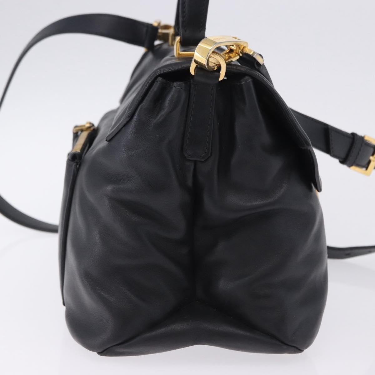 Miu Miu Convertible Flap Top Handle Vitello Soft Black Leather Handbag (Pre-Owned)