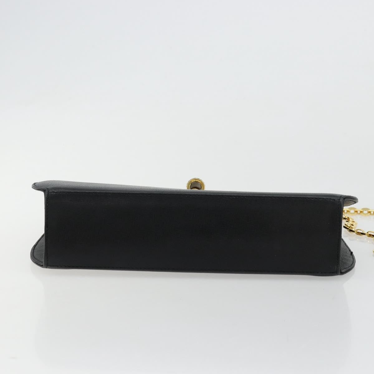 Salvatore Ferragamo Vintage Chain Leather Black Leather Shoulder Bag Bag (Pre-Owned)