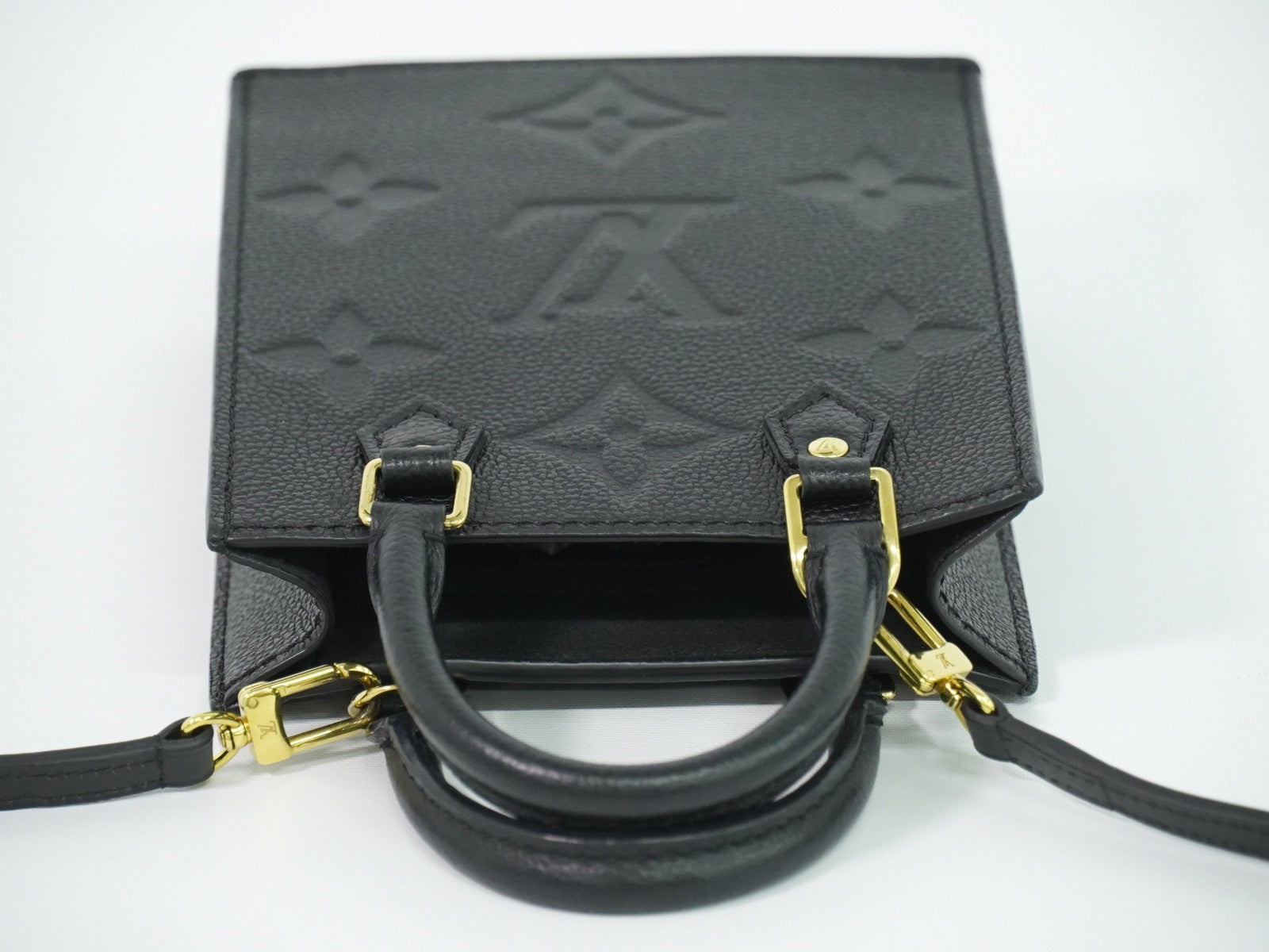 Louis Vuitton Petit Sac Plat Monogram Empreinte Giant Black Leather Handbag (Pre-Owned)