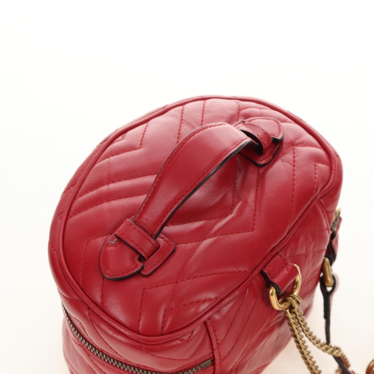 Gucci Gg Marmont Vanity Matelasse Leather Red Leather Backpack Bag (Pre-Owned)