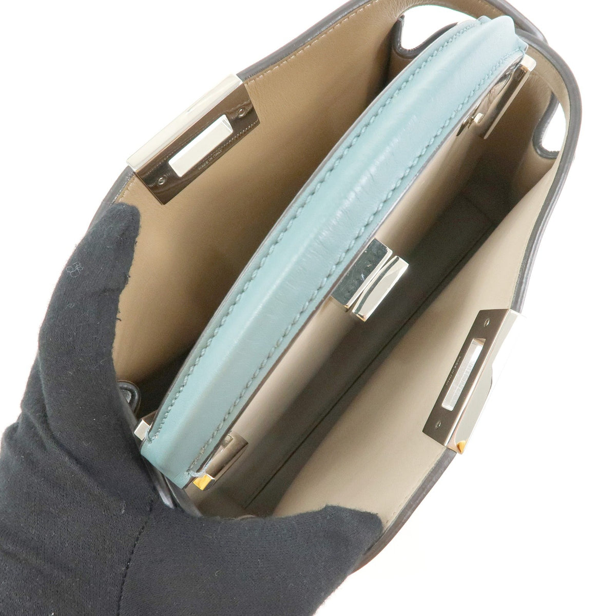 Fendi Peekaboo Essentially Leather Blue Leather Handbag (Pre-Owned)