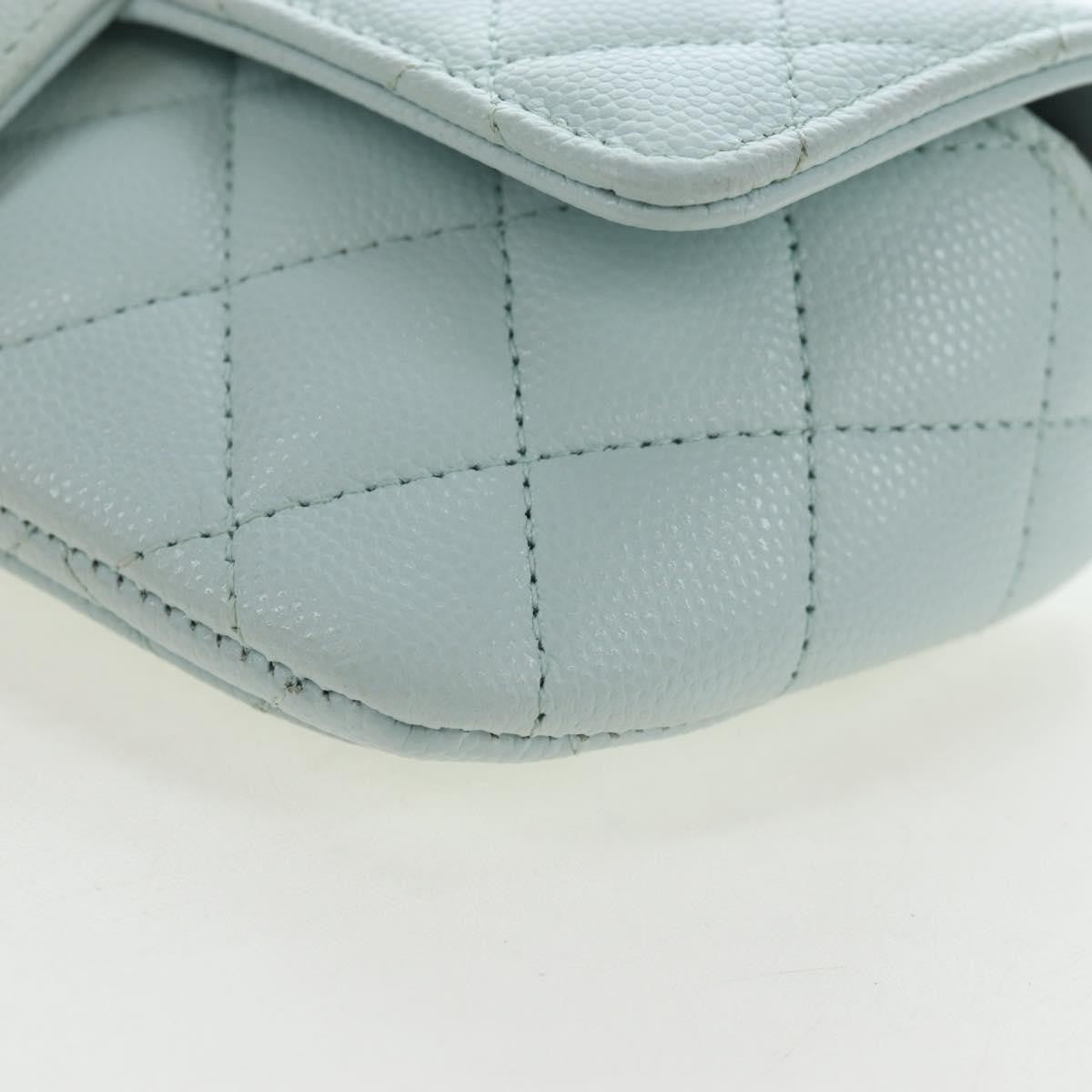 Chanel Classic Sunglasses Case With Chain Quilted Caviar Blue Calfskin Clutche & Pouche Bag (Pre-Owned)